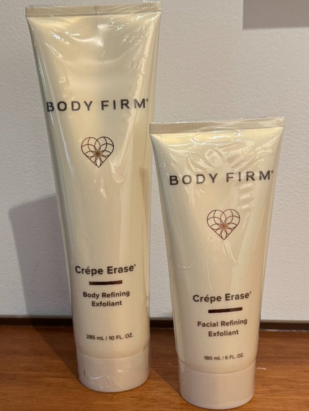 BODY FIRM Crepe Erase Facial Body Refining Exfoliant Duo 10 oz/6oz NEW